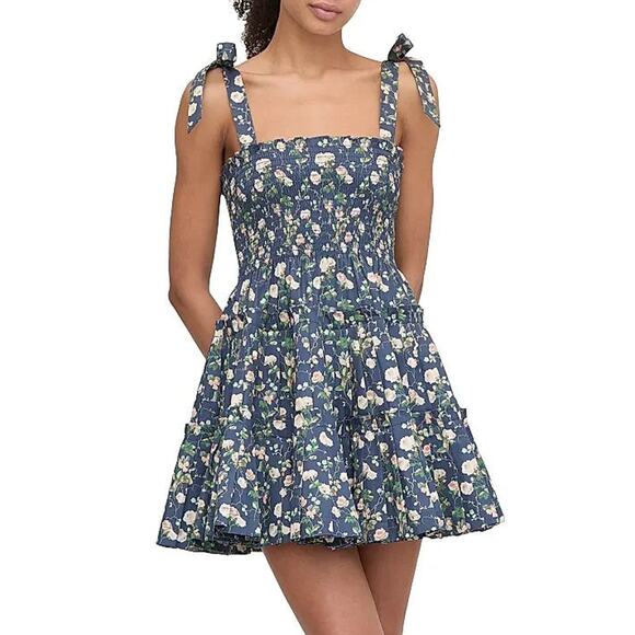 Hill House Home The Ribbon Charlotte Nap Dress Navy Bluebonnet - M - Picture 1 of 5